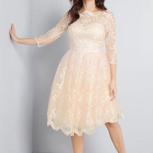 Chi chi london gilded grace lace dress.